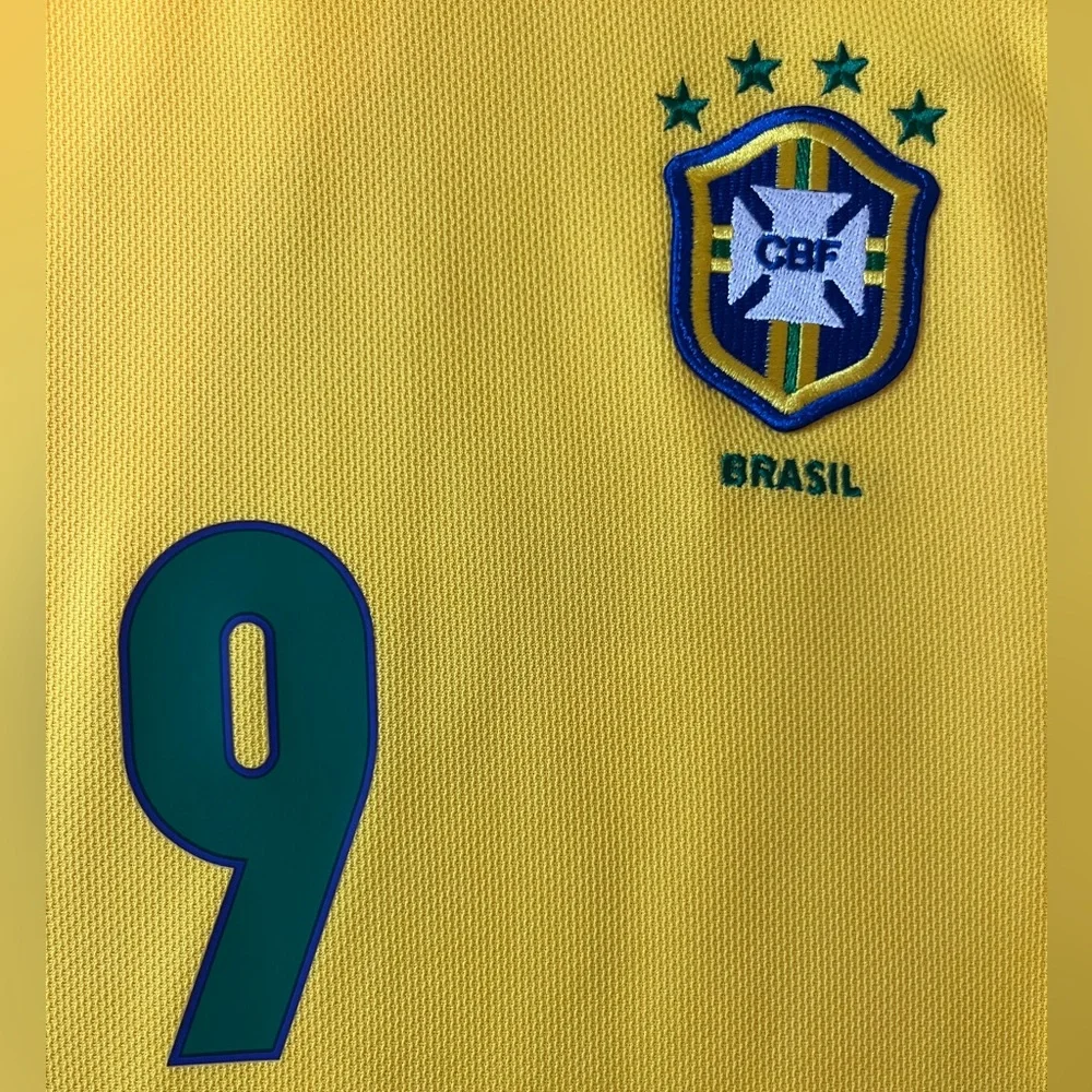 Nike Yellow and Green Ronaldo No. 9 Men's Soccer Jersey